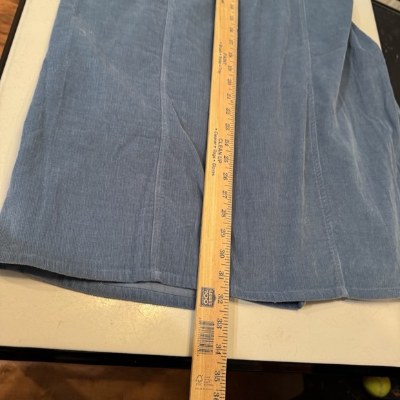 2 Mainstreet Blues Vtg Corduroy Full Skirt Sz 14 WP Cottagecore Pockets Blue Tan - Picture 6 of 10